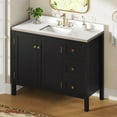 thumbnail image 2 of Dextrus 40'' Modern Bathroom Vanity with Sink Combo & Splash Guard , Freestanding Bathroom Storage Cabinet with 3 Drawers & 2 Doors, Black, 2 of 9