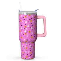 Spooky Halloween 40oz Tumbler - Pumpkin Pattern w/Handle, Huge Insulated Cup, Last Minute Gift! Keeps Drinks Cold 26Hrs