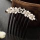 thumbnail image 3 of ColoMX 2 piezas elegante peine perla peine rhinestone artificial tocado cristal boda nupcial accesorios para el cabello mujer decoración del cabello (pavo real, patrón de flores), 3 of 7