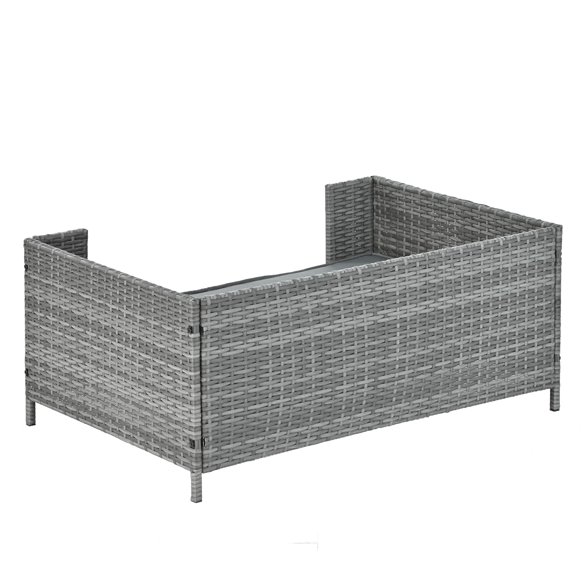 Pefilos 38" PE Wicker Dog Sofa Bed Elevated Raised Rattan Pet Bed for Indoor/Outdoor with Removable Cushion Lounge, Gray Pefilos 38" PE Wicker Dog Sofa Bed Elevated Raised Rattan Pet Bed for Indoor/Outdoor with Removable Cushion Lounge, Gray