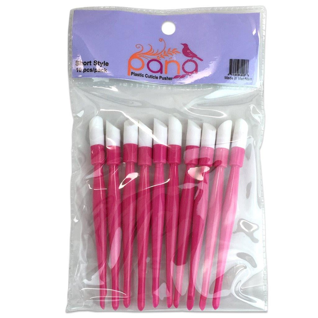Pana Plastic Pink Short Cuticle Pushers with Rubber Tips