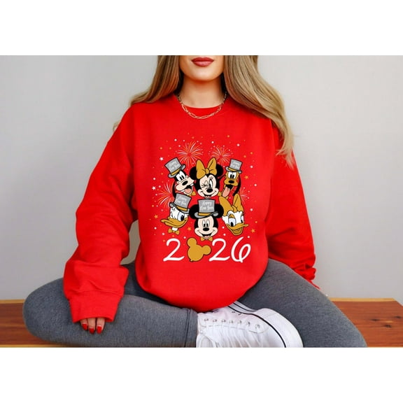 Disney Mickey & Friends Happy New Year Fireworks 2026 Sweatshirt, Disney Happy New Year 2026 Party, Mickey New Year's Eve Party 2026