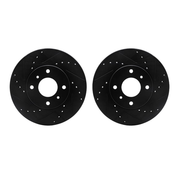 Dynamic Friction Company Front Brake Rotors-Drilled and Slotted-Black 8002-67003
