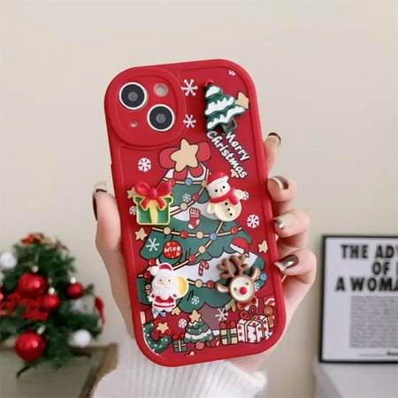 

HLJHKJWM Stylish Red White Santa Claus Snowflake Christmas Tree Pattern Case - Ideal Gift for Family and Friends - High-Quality Material Perfect for Winter Season - Compatible with Apple
