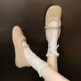 thumbnail image 7 of Xucatan Women's Shearling Ballet Flats with Strap Warm Rabbit FlockyLined Buckle Mary Jane Flat Shoes Gift, 7 of 7