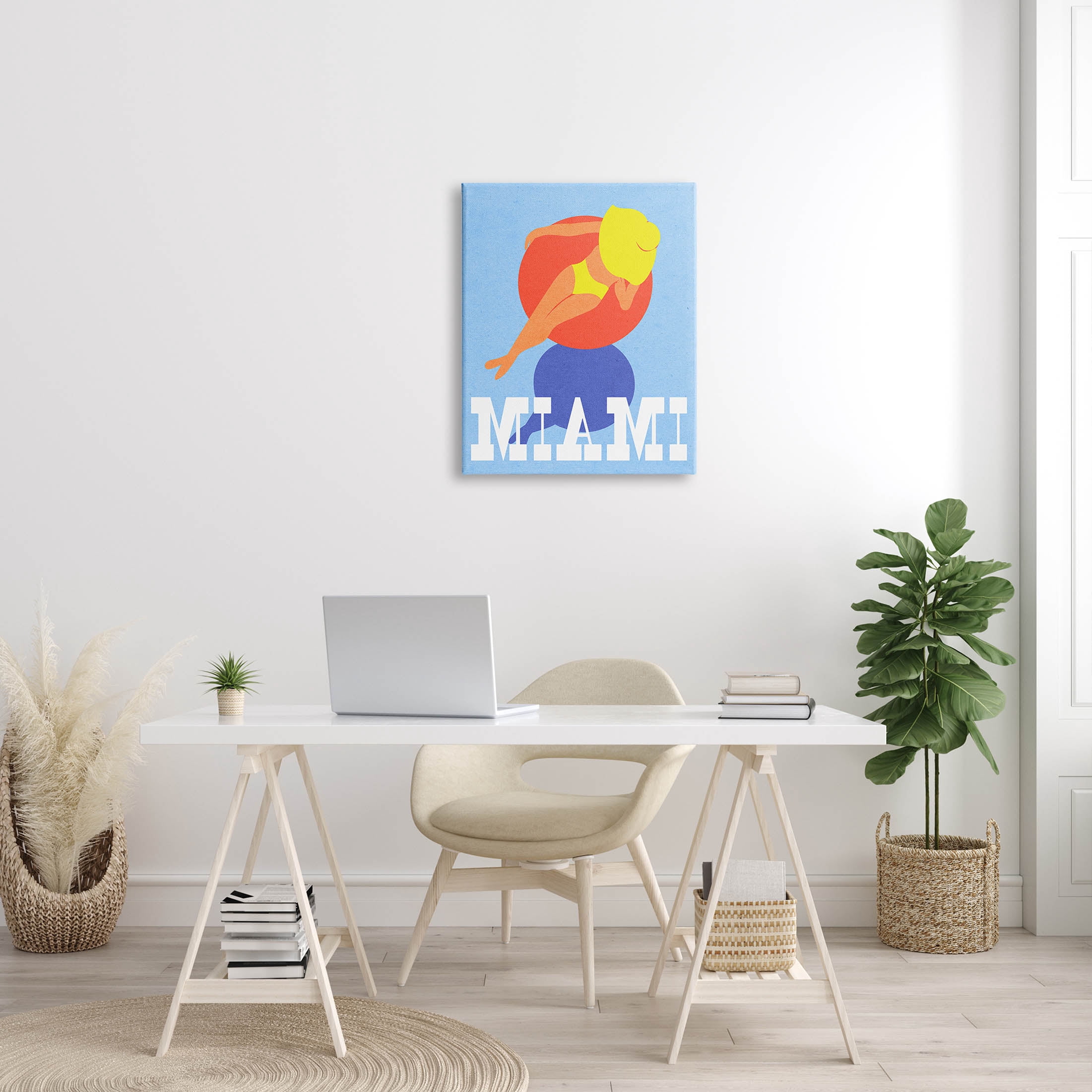 Stupell Industries Miami Woman in Pool Float Graphic Art Gallery Wrapped Canvas Print Wall Art, Design by Daphne Polselli