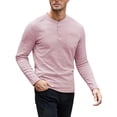 thumbnail image 2 of Timegard Long Sleeve Shirts for Men Fall Casual Breathable Button V Neck Shirts with Pocket Golf Work Solid Color Tee(Pink,M), 2 of 8