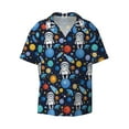 thumbnail image 2 of Lsque Space Dog print Men's Cuban Collar Short Sleeve Shirt Summer Beachwear Casual Button Down Fashionable Vacation Leisure Shirt-XX-Large, 2 of 7