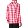 thumbnail image 3 of INSPIRE CHIC Men's Suit Gingham Plaid Single Breasted Regular Fit Notched Lapel Blazer L Red White, 3 of 5