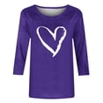 thumbnail image 4 of ICHUANYI Women's Stylish Print T-shirt 3/4 Sleeves Crew Neck Casual Tops Tees Cloth New Trending, 4 of 4