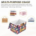 thumbnail image 6 of Yayeee Collapsible Cube Storage Bin with Lid Fabric Closet Decorative Basket with Handles, Blue Jam, 6 of 7