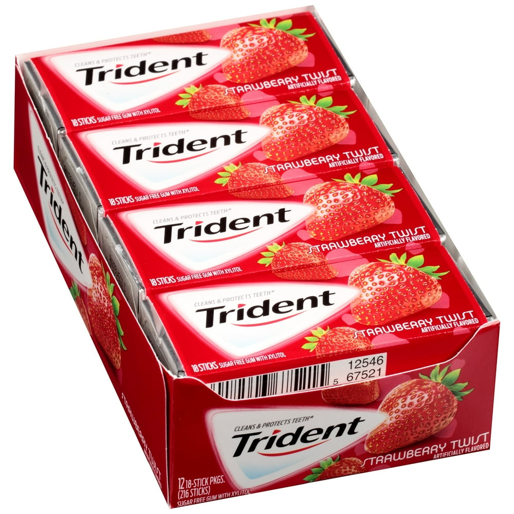 Trident Sugar Free Gum Strawberry, 18 Each, 12 Ct - Walmart.com