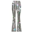 thumbnail image 5 of Gmdeguo Womens Casual Sparkly Sequin Pants High Waisted Wide Leg Palazzo Bell Bottom Dance Trousers Loose Pull On Comfy 70s Magic Glitter Disco Party Long Maxi Pants, 5 of 5