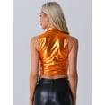 thumbnail image 3 of DARING DIVA Women's Mock Neck Sparkle Party Tops M Orange, 3 of 6