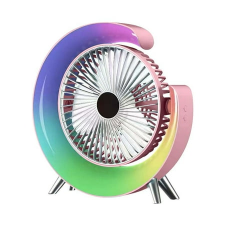 

SIfdSeng Mini Fan Colorful Light Usb Charging Desktop Fan Led Atmosphere Light Home Office Dormitory Portable Fan Computer Desk Decoration Circulation Wind