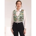 thumbnail image 3 of Traje De Navidad Para Mujer Chaleco De Satén Con Cierre De Botón Y Estampado Floral Verde L, 3 of 5
