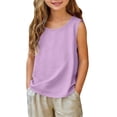 thumbnail image 3 of Tranfacy Girls Round Neck Tank Top Sleeveless Solid Casual Fashion Outer Layering Shirts, 3 of 5