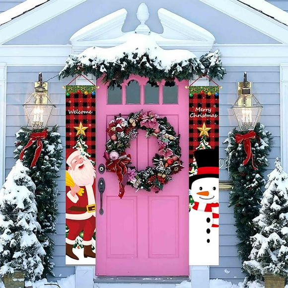 Decoración Navideña para Interiores y Exteriores: Letrero Colgante de Bienvenida | Mensaje Festivo a Doble Cara | Vinilo Resistente a La Intemperie | Incluye Kit de Fácil Instalación | 1 Unidad