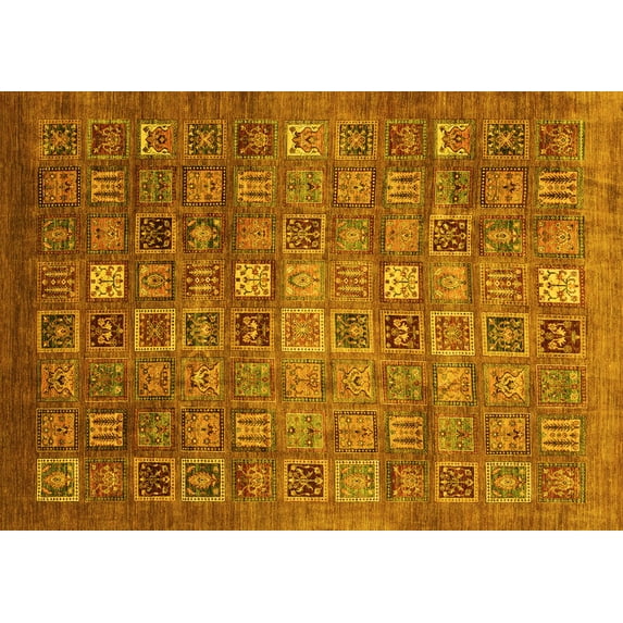 Ahgly Company Indoor Rectangle Abstract Yellow Modern Area Rugs, 3' x 5'