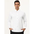 thumbnail image 3 of Camisa de vestir blanca para hombre, manga larga, cuello abotonado, ajuste delgado, camisas de negocios pequeñas Unique Bargains Camisa, 3 of 6