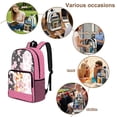 thumbnail image 5 of COEQINE Clear Backpack 17 Inch Transparent Polyester PVC Backpack for School, Heavy Duty Lightweight Travel Daypack, Large Bookbag Work Bag for Girls, Corgi Cherry Blossom Pink Polka Dots, 5 of 7