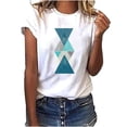 thumbnail image 2 of Puntoco Camiseta suelta de cuello redondo para mujer con estampado gráfico geométrico de moda para mujer Puntoco Puntoco-18, 2 of 9