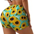 thumbnail image 2 of Naloa Sunflowers With Green Leaves Biker Shorts for Women Seamless Scrunch Short Women’s Yoga Shorts for Gym Running Sport Shorts - Small, 2 of 9