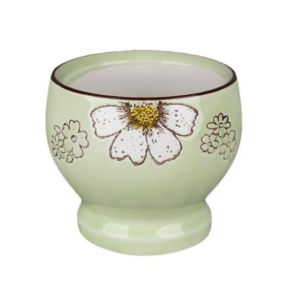 Ceramic Chrysanthemum Pattern Mortar & Pestle Set, Wooden Pestle, Grinder Spice Herb Grinder Kitchen Tool, 4.3 In