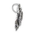 thumbnail image 2 of Sterling Silver Antiqued Marcasite Flower Chain Slide Pendant Charm, 2 of 4
