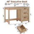 thumbnail image 3 of Joaxswe Office Desk 48" with 3 Drawers Storage File Cabinet Wood Farmhouse Desk for Computer Office Bedroom Home Furniture Natural Oak, 3 of 11