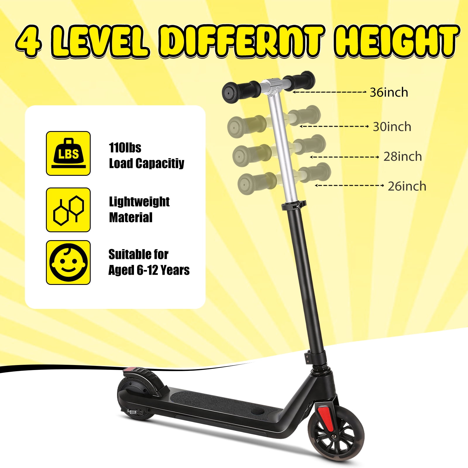 SANOPY Electric Scooter for Kids Ages 6-14 with Dynamic Lights, LED Display, 8 MPH, 80 mins Ride Time, Adjustable Handlebar Height, Lightweight Kids Electric Kick Scooter, Blue