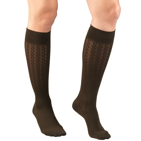 

Women s Trouser Socks Dress Style Cable Pattern: 15-20 mmHg Brown Medium