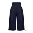 thumbnail image 3 of REALiKUN Shorts for Women Summer Cotton Linen Long Shorts Below The Knee High Waisted Loose Wide Leg Shorts Pants, 3 of 5