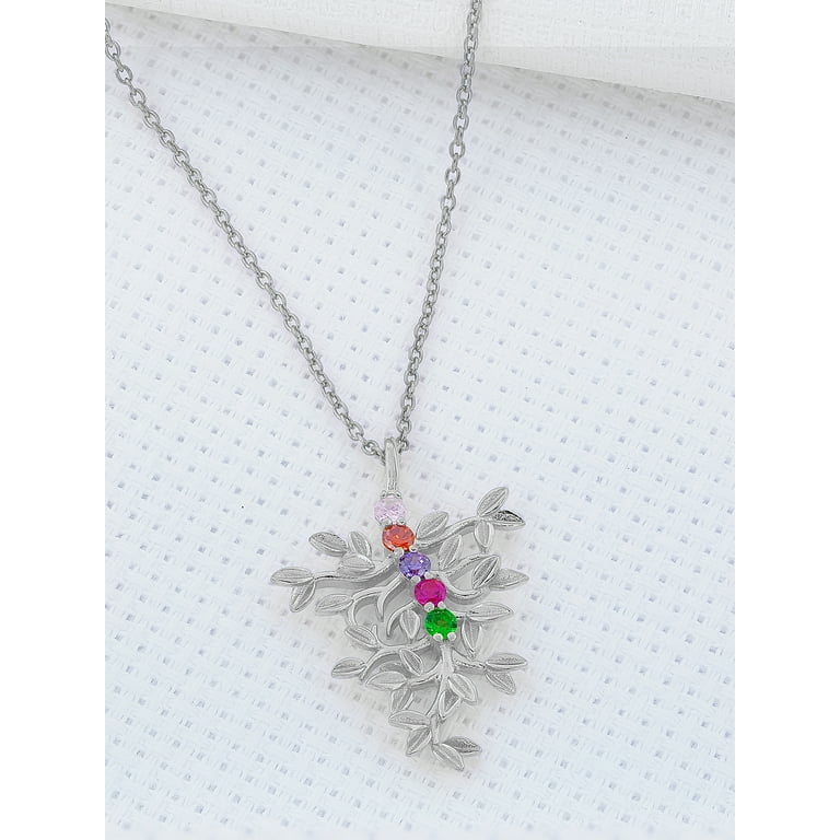 Family Tree Pendant with Up to Five Birthstones Walmart