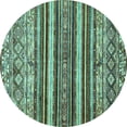 thumbnail image 1 of Ahgly Company Machine Washable Indoor Round Abstract Turquoise Blue Modern Area Rugs, 7' Round, 1 of 4