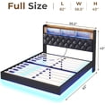 thumbnail image 2 of Amuzer Full Size Floating Bed Frame with Charging Station and LED Lights, Upholstered Platform Bed Frame with Storage Headboard, Black, 2 of 8