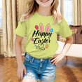 thumbnail image 2 of Girls Shirts Easter Letter Print Shirt Short Sleeve Round Neck Tee Tops Daily Outerwear Summer Tees Kids Clothing Light Green 10-11 Years, 2 of 4