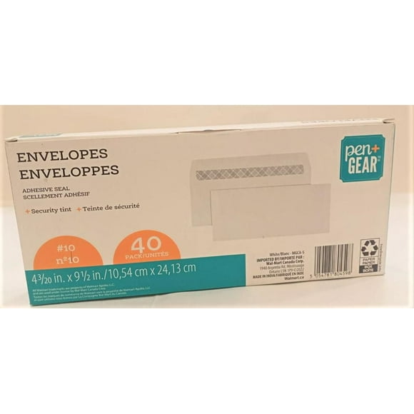 Pen + Gear No.10 Enveloppe De Gomme Blanche