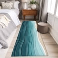 thumbnail image 5 of Turquoise Ombre Stripe Area Rugs 2x6 for Kitchen Runner Rug, Summer Beach Abstract Waves Moires Non Slip Washable Rug Runner, Low Pile Indoor Floor Carpet Mat Bathroom Rugs for Bedroom, Kids Room, 5 of 9