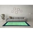 thumbnail image 3 of Ahgly Company Machine Washable Indoor Rectangle Oriental Turquoise Blue Modern Area Rugs, 6' x 9', 3 of 4