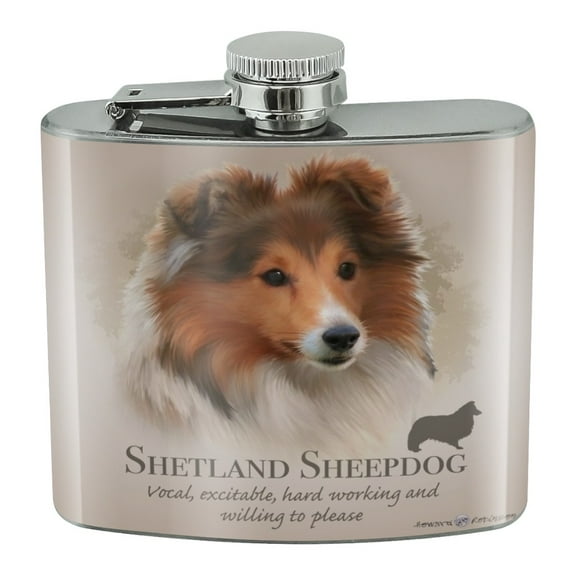 Shetland Sheepdog Dog Breed Stainless Steel 5oz Hip Drink Kidney Flask