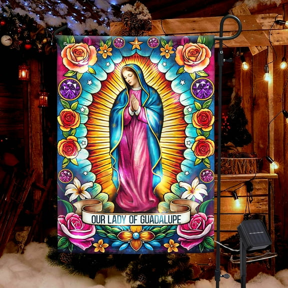 FLAGWIX Our Lady of Guadalupe Solar LED Garden Flag MLN4351SF - USA Flags Decor Indoor Outdoor