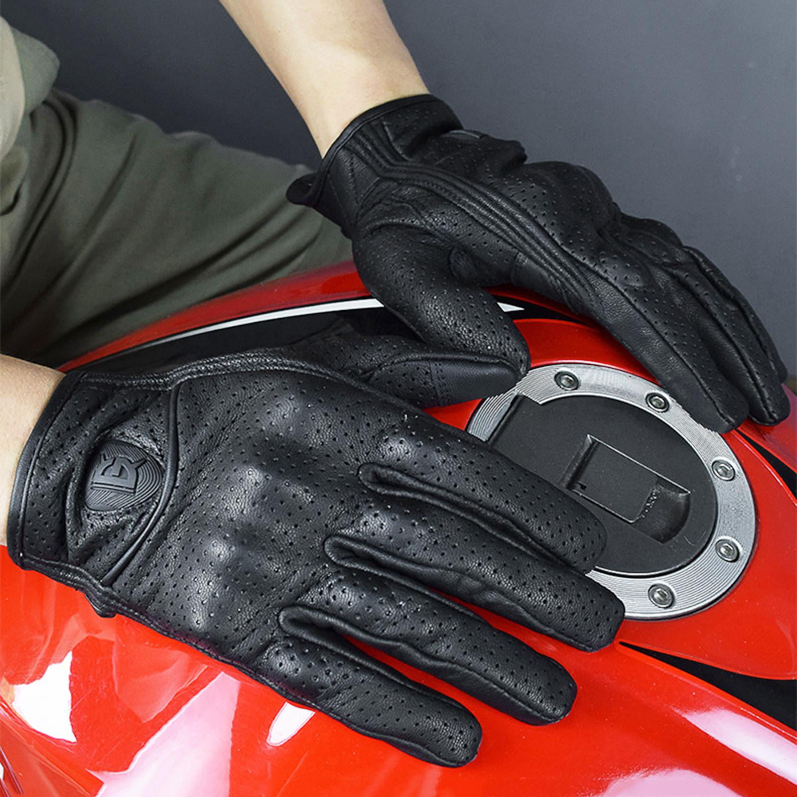  IINBIKE Winter Goat Skin Leather Motorcycle Gloves，Waterproof  Windproof Cold Weather Thermal Black&Grey Medium : Automotive