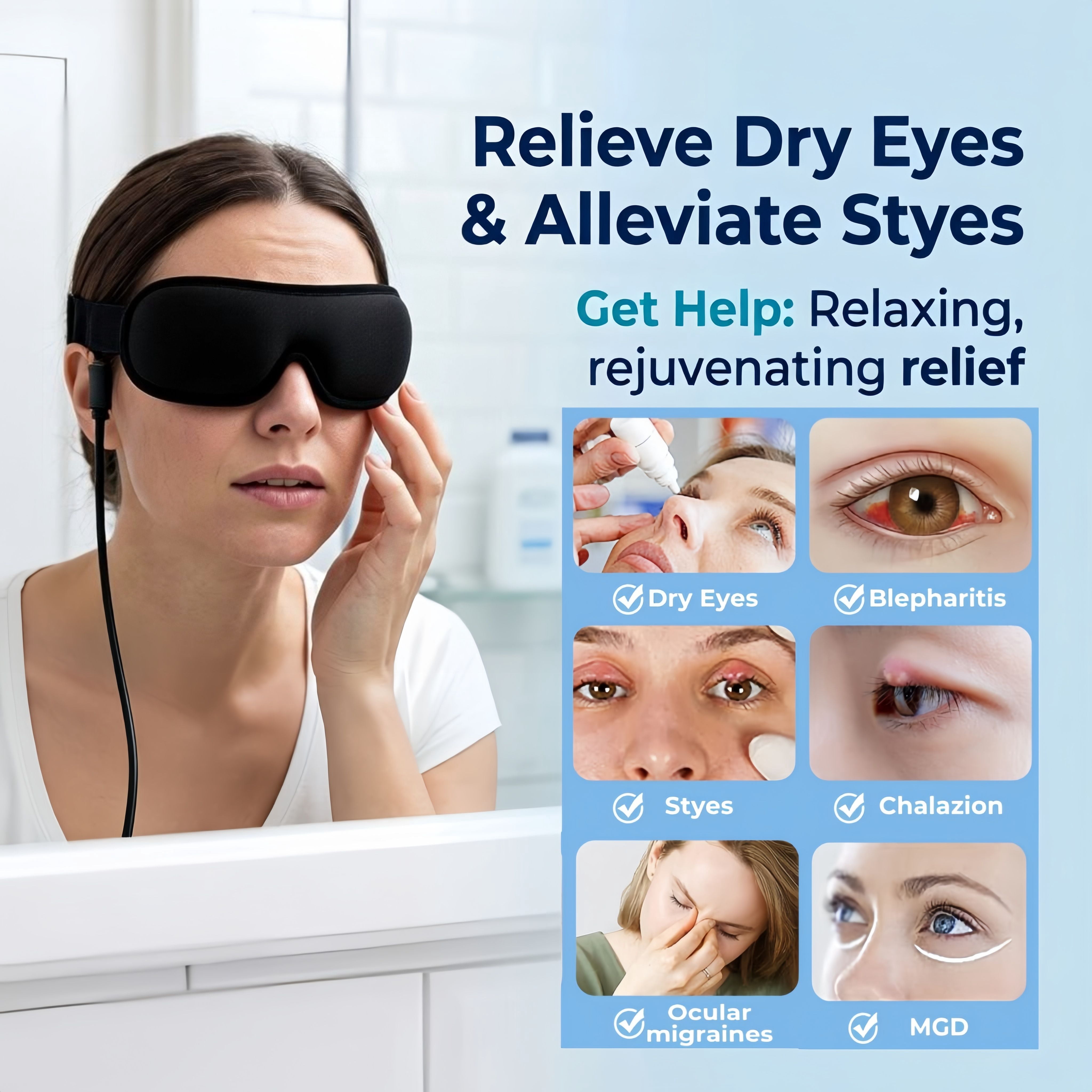 Heated Eye Mask for Dry Eyes, Relaxing Warm Compress for Tired Eyes, Puffy Eyes, and Sleep