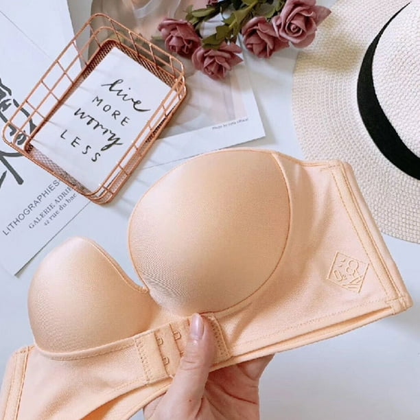 Women Strapless Front Buckle Lift Push Up Bras Invisible Bras