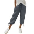 thumbnail image 2 of Axiiglly Womens Capri Pants High Rise Adjustable Waist Cropped Pants with Pockets, Gifts for Her, S-3XL, 2 of 9