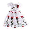 thumbnail image 1 of Girl's Off Shoulder Tulle Dress Flower Embroidery Pageant Wedding Gown, 1 of 6