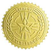 Seal of Excellence Embossed Gold Certificate Seals, 1.75" (Pack of 100)