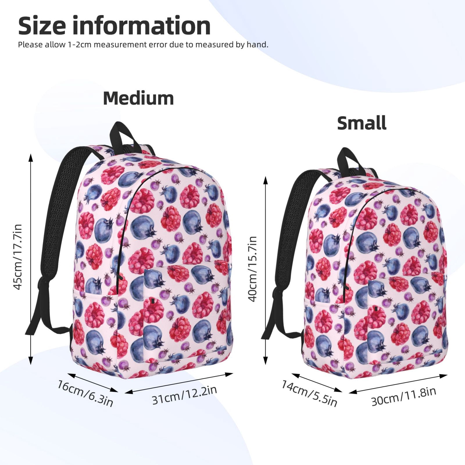 Travel Laptop Backpack - Blueberries berry pattern Lightweight Canvas Backpack, Wear Resistant Computer Backpack Bag Fit {sizeName} Laptop for Men Women with Adjustable Padded Shoulder Straps