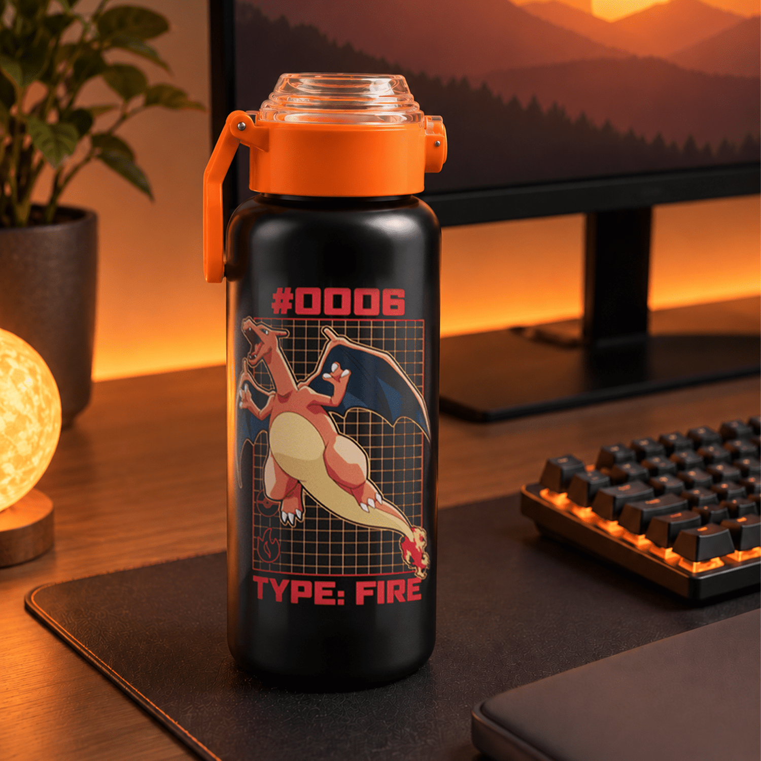 Pokémon Charizard 32oz Stainless Steel Water Bottle with Flip Lid and Spout